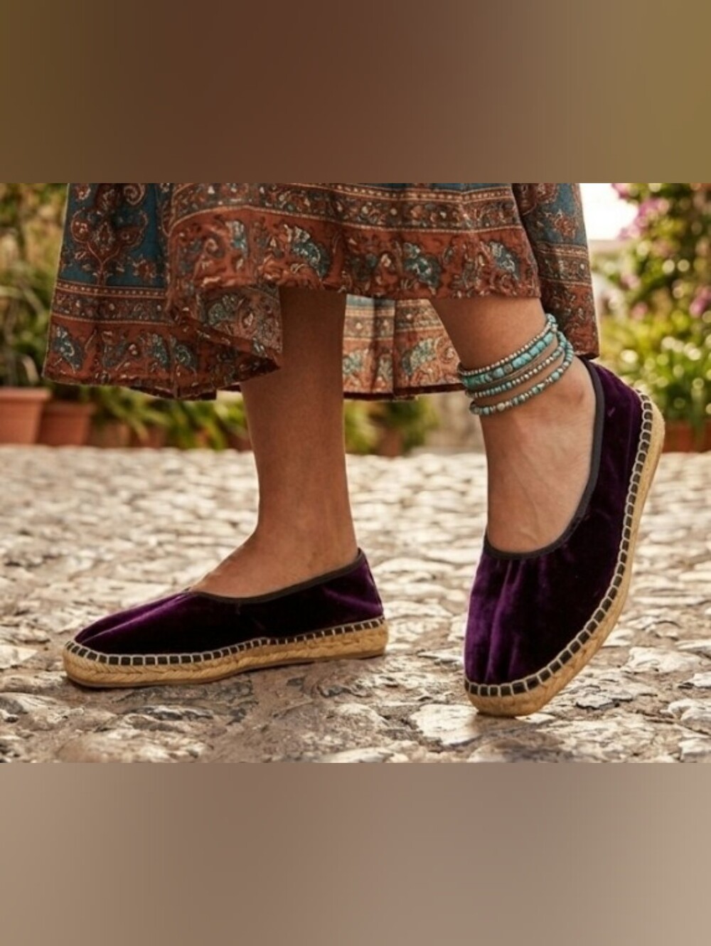Anthropologie Naguisa Life Purple Velvet Allium Espadrille Flat Spain Sz 36 Boho